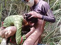 sexy indian desi teen 18+ pressed boobs fucked hard doggystyle in forest nature