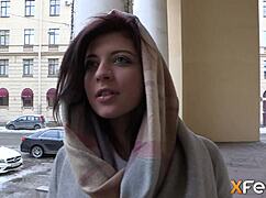 agent seduces attractive brunette cutie