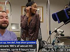 Miss Marss spreads shaved pussy before face cum blast