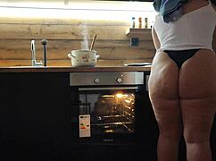 pawg milf shakes big ass in kitchen panties tease 🍑🔥