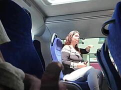 Whoa, exhibitionist milf flashes tits on bus, sucks deep, swallows hot cum publicly 🔥🍆💦