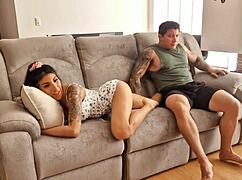 Watching Erotic Film with Stepsis Leads to Juicy Pussy Fucking and Orgasm