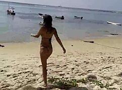 Monika Fox Poses Bikini Stars Beach Big Tits Tattoo