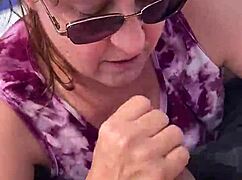 mature milf nicebigddd kneels public sucking cock to hot cumshot