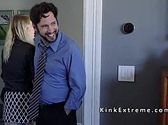 Couple ensnares hot blonde in dominance play
