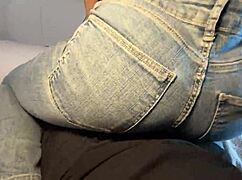 Watch my big bubble ass grind your monster cock through tight jeans pov fetish clothes on rubbing hard
