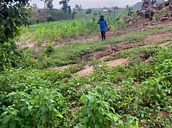 fat hairy bbw gives bushy hardcore handjob in forest