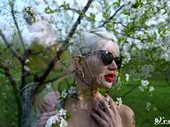 gardener surprises tattooed girl with public pov facefuck cum swallow