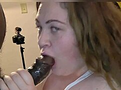 curvy milf slut bent over slurps big black cock then doggystyle cum!
