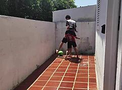 brother's football game interrupted behind car for brazilian creampie play