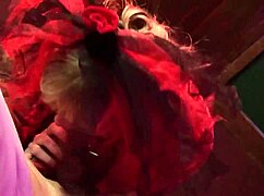 a milf dressed as vampire deepthroats n anal fucks visiting couple in latex bdsm threesome...