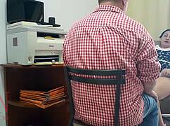 Femdom Lady Boss Commands Employee Pussy Lick Hidden Office Cam