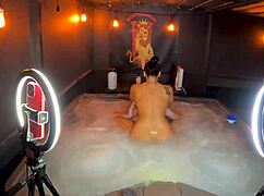 sheena ryder's curvy milf body rides young cock wildly in steaming hot tub