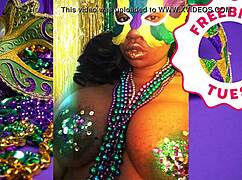 Porn Star Jessica Grabbit Flashes Big Natural Tits at Mardi Gras with Rabbit Toy