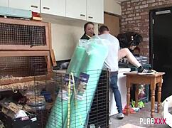Stepbrother Drills Stepsister's Shaved Pussy in School Uniform