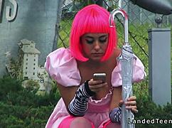 Costumed Redhead Teen Hitchhiker Banged Hard By Monster Cock Outdoor POV