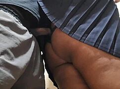 Brazilian BBW student milf gets creampie cumshot inside crowded train pussy squirt