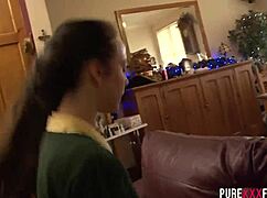 Stepbrother Drills Stepsister's Shaved Pussy in School Uniform