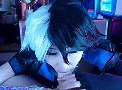 Pervy Roommate Watches Luna Snow Cosplay Domination with Oiled Teen Slut Riding Rough Group Creampie