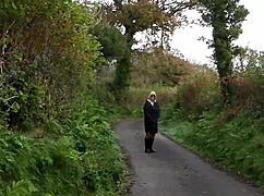 KINKY HOUSEWIFE Struts Outdoors in Naughty Undies