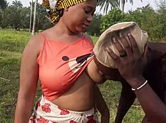 Adigun's monster black cock tempts wife on public ranch ride