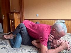 Mom on phone oblivious as i drill her stepdaughter doggy style hard