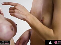 that ebony teen with big tits gets oiled up for hot scissoring and muff diving in this all-girl massage compilation