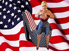 granny sucking patriotic cock deepthroat like a pro gilf style