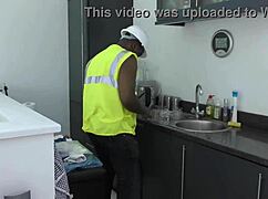 Skinny Rose Skies Slams Plumber's BBC Bareback First Time