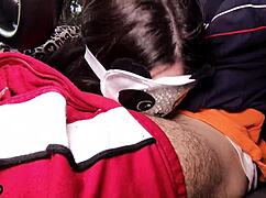 amateur couple elivalove delivers beautiful wet blowjob in the car on big cock