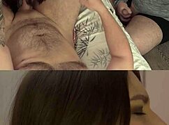 Shy cuckold eyes on her intriguing oral action