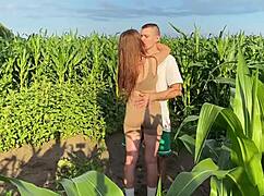Fucking that cute babe roughly in cornfield!