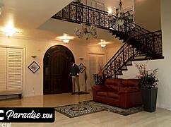 A cheating redhead milf bends over for massive bbc in wild sex tape. She rides cowgirl then doggystyle with natural tits bouncing.