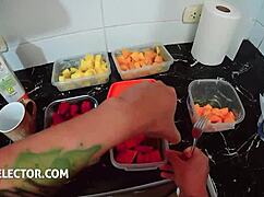 roommate spies cheating wife bending over for rough doggystyle cock