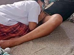 quick cum floods juicy pussy from horny delivery driver