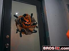 Halloween pickup latina teen with big ass hairy pussy gets bent over by hung bbc zombie for hardcore interracial riding and missionary