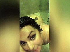 bbw latina babe madii soaks her big ass tits in steamy shower