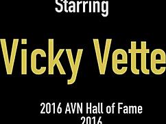 vicky vette in lingerie dirty talks while drilling big pussy with dildo and sucking monster cock