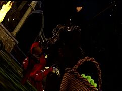 hey little red come ride this furry monster rough in the forest