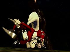 hey little red come ride this furry monster rough in the forest