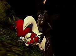 hey little red come ride this furry monster rough in the forest