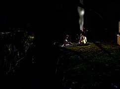 hey little red come ride this furry monster rough in the forest