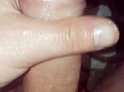 oiled monster cock gets slow teasing strokes to massive cum explosion