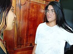 lesbian couple rubs juicy big pussy lips together in homemade scissoring bliss