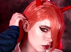 Chainsawman Cosplay Power Gets Chained and Hard Fucked by Mollyredwolf!