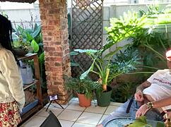 bellarose34's athletic brunette wife cuckold fucks petite tight pussy with old man's small cock homemade fitness orgasm