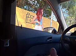 Damn, risky public skirt masturbation by hot skinny redhead student!