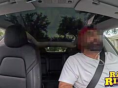 brunette chun-li cosplayer sneaks bbc ride and facial in rideshare