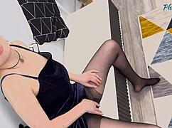 Brunette Slut In Black Pantyhose Craves Ass Fucking