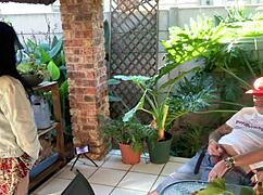 bellarose34's athletic brunette wife cuckold fucks petite tight pussy with old man's small cock homemade fitness orgasm